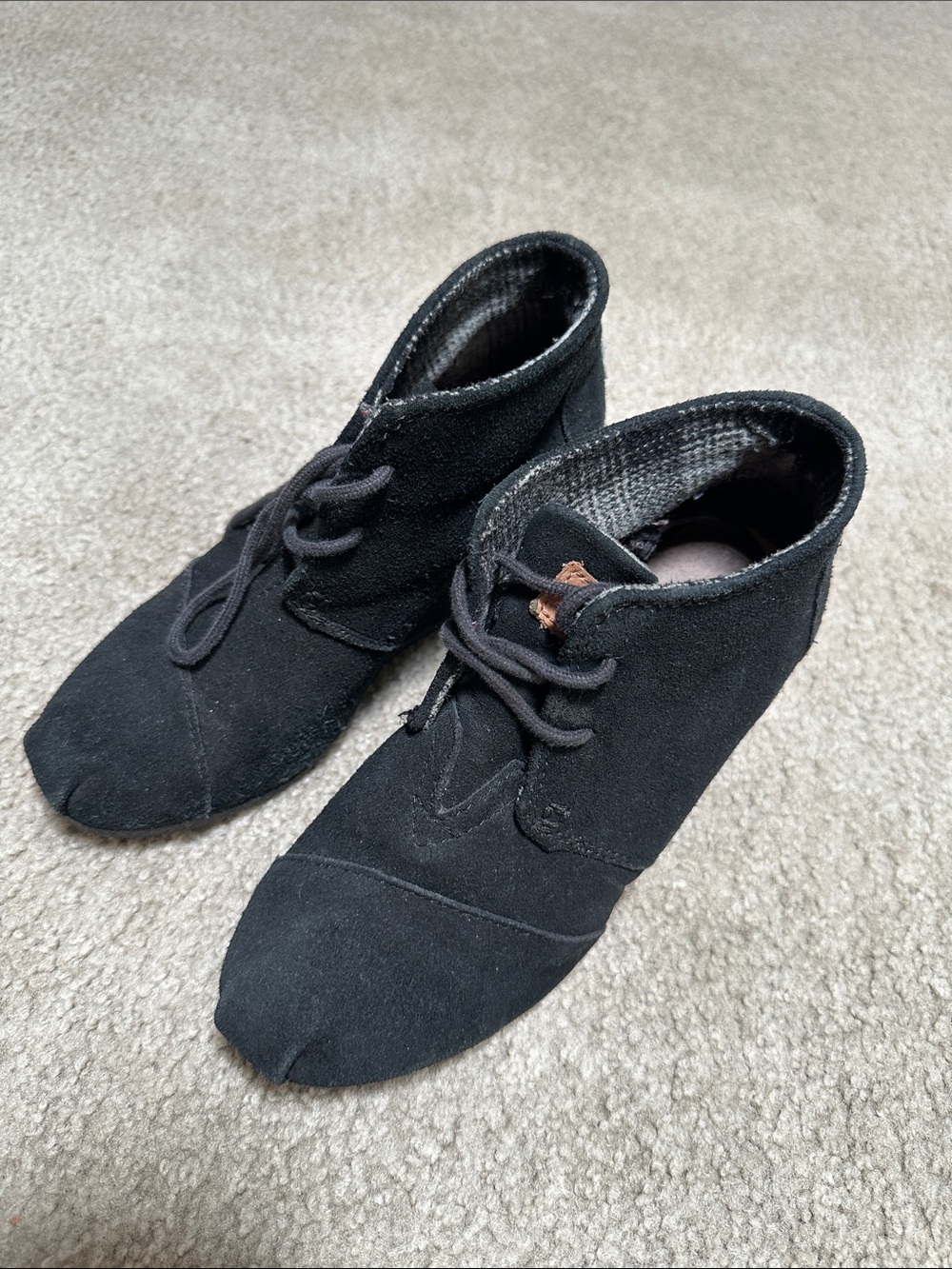 Toms Black Suede Lace-Up Ankle Booties